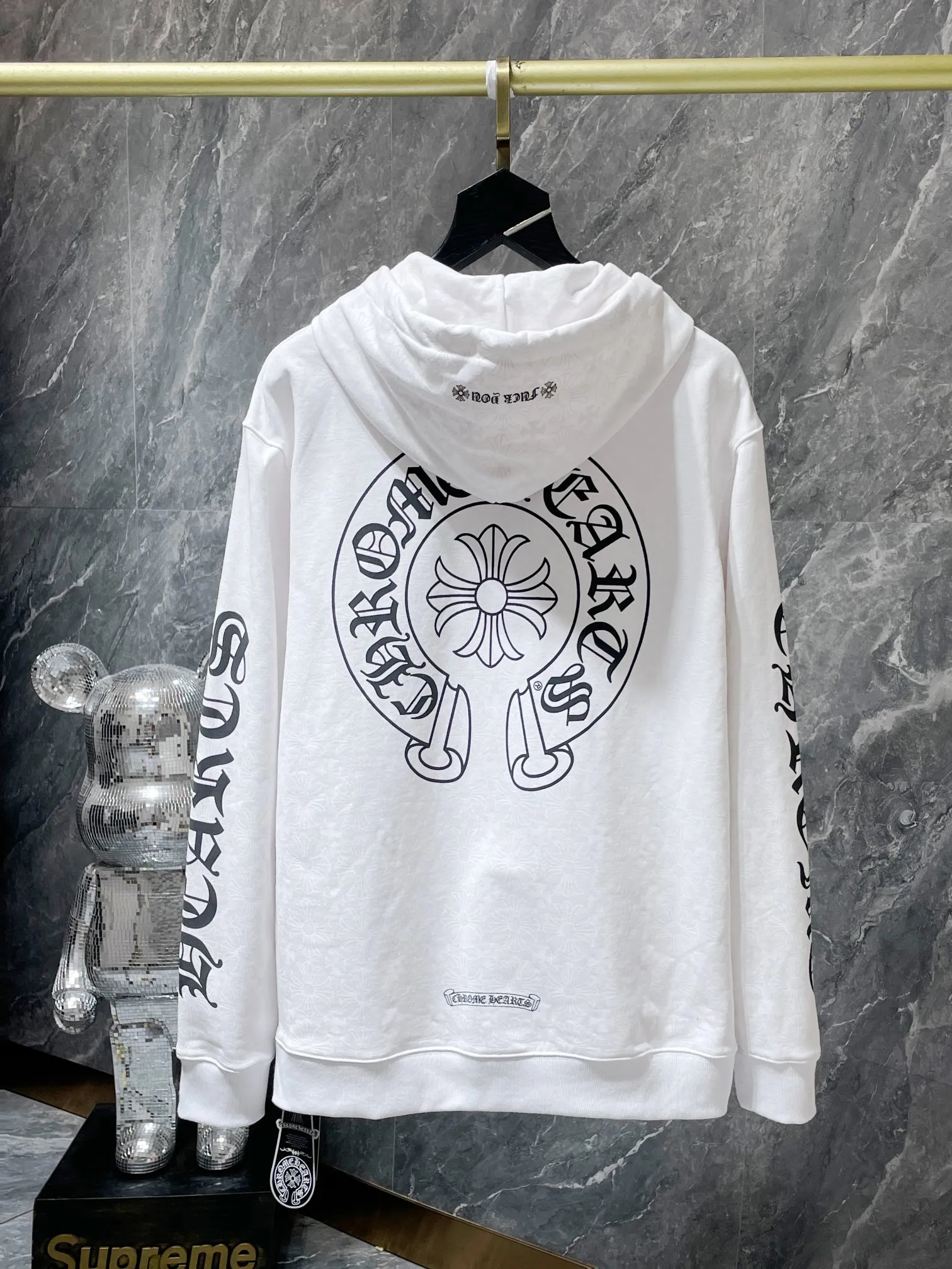 P260 Chrome Hearts High-weight, environmentally friendly and high-quality top-quality fabric Chrome dark pattern classic horseshoe zipper hoodie Imported environmentally friendly glue printing and dyeing Counter synchronization 1:1 replica version Recommended color: black white Size: S, M, L, XL